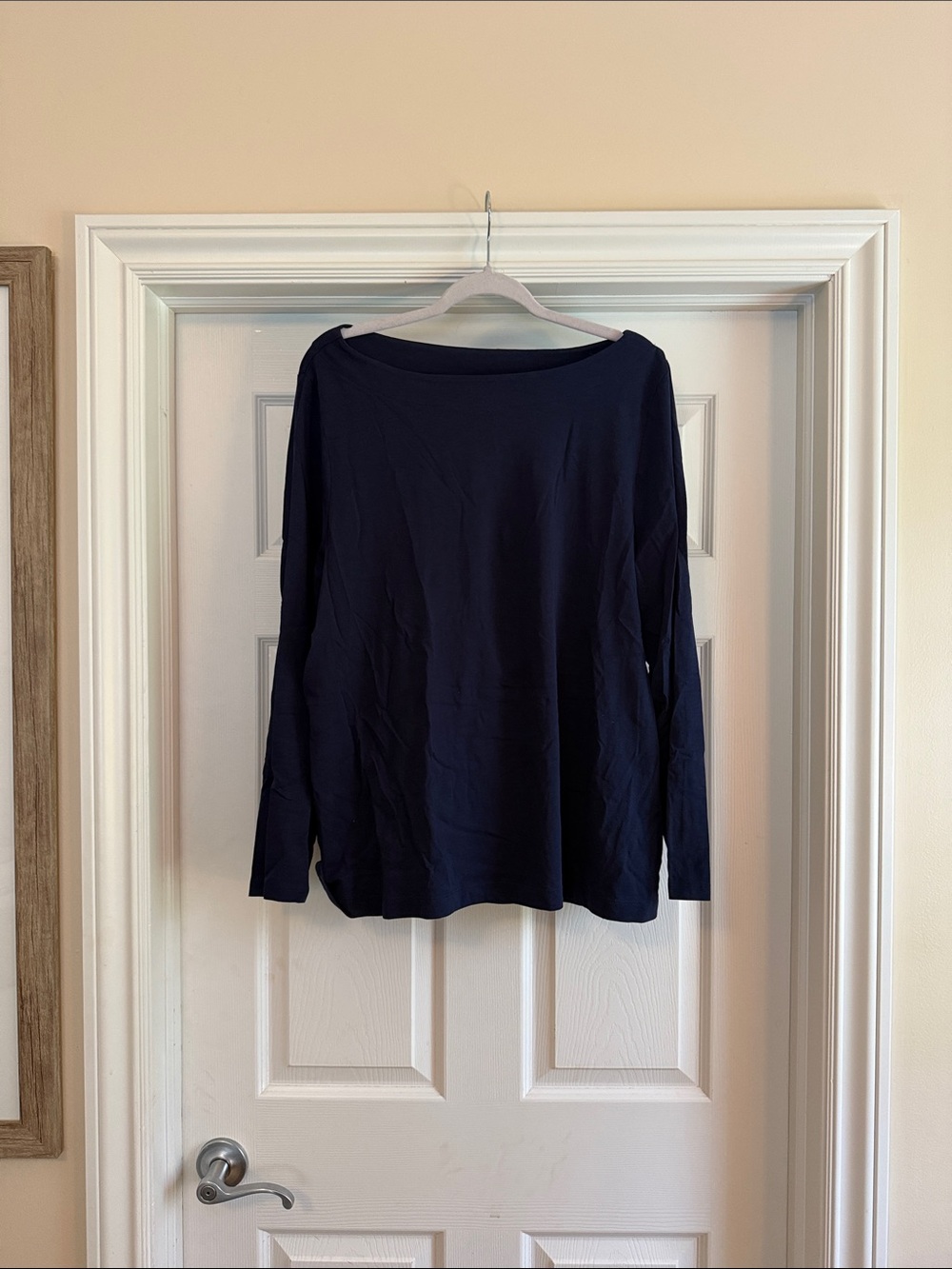 Soft Surroundings Navy Boatneck Long-Sleeve Top